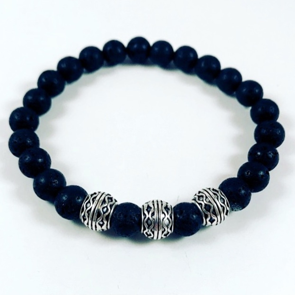 Men or women lava rock celtic beads bracelet - Picture 3 of 6